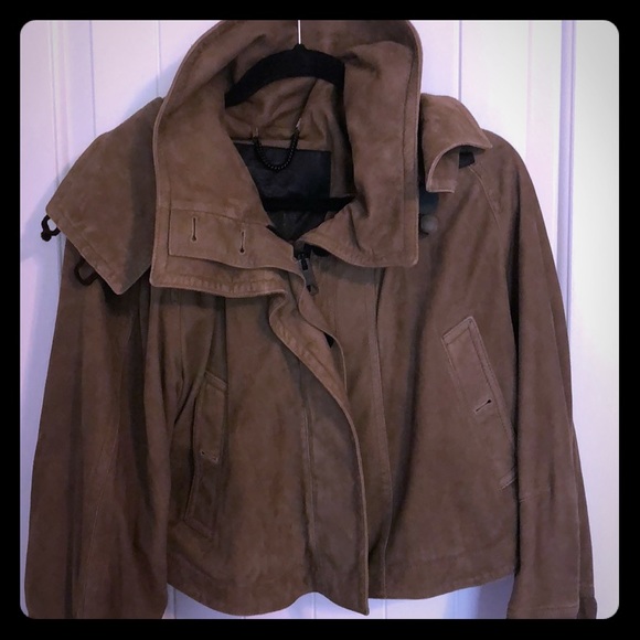 Burberry Jackets & Blazers - Burberry Prorsum suede cropped jacket with hood